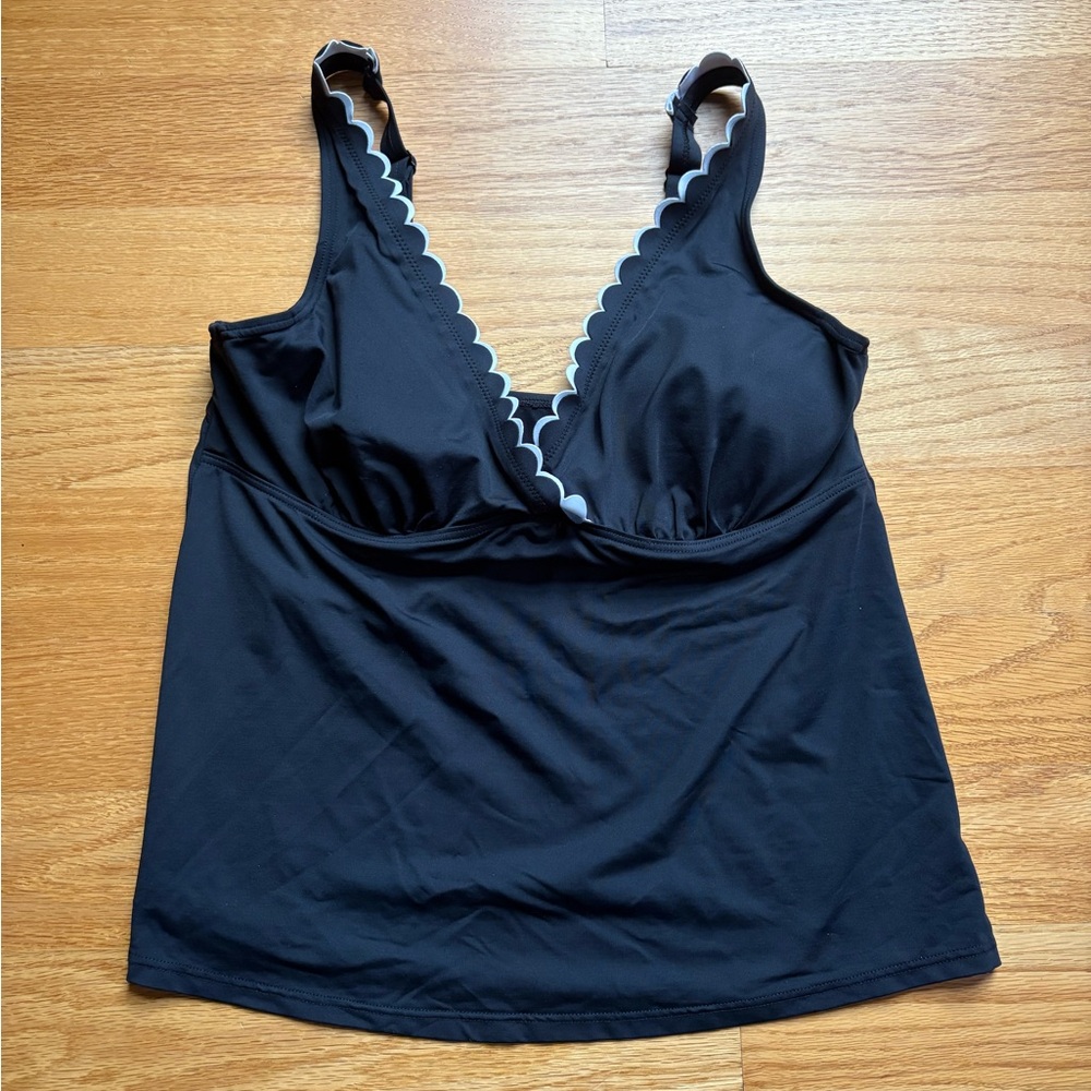 Black Scalloped-Trim Lascana for Venus Tankini Swim Top